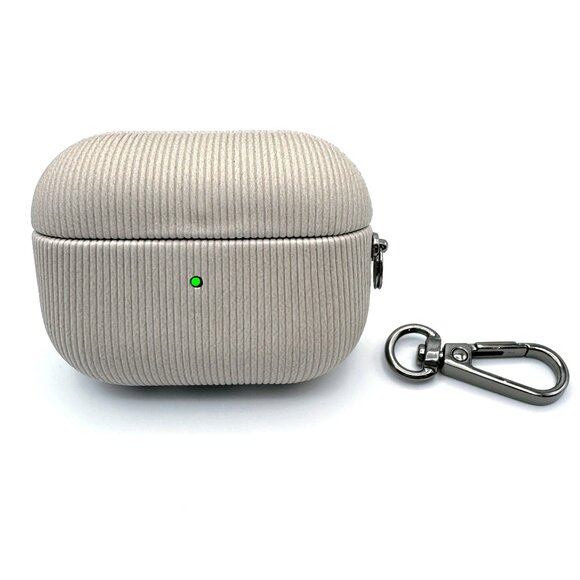 NWT BEIGE GRAY Striped Textured Silicone Case for Apple AirPods Pro 2 - Picture 2 of 5